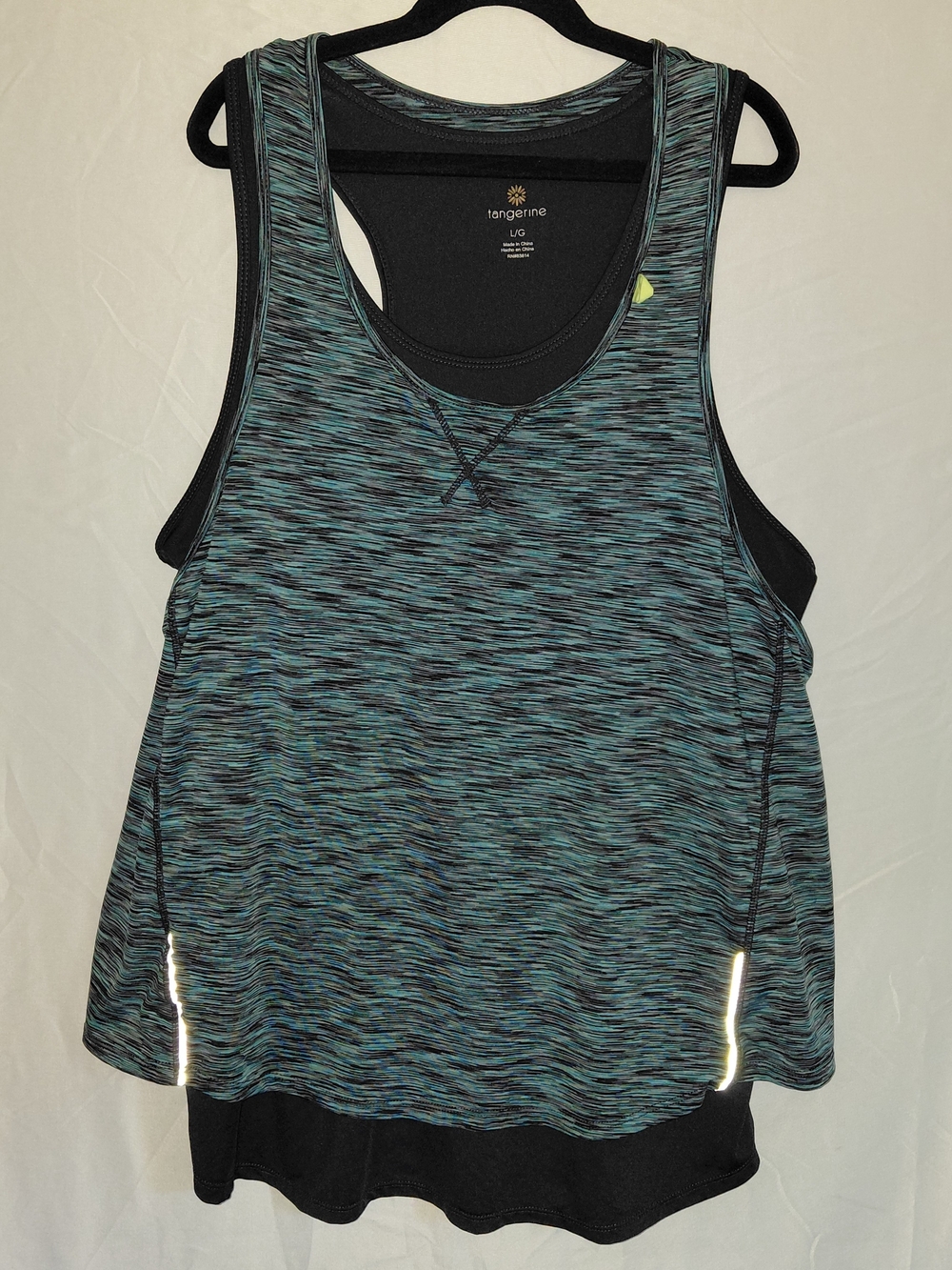 Tangerine Teal/Black Layered Racerback Tank #2293